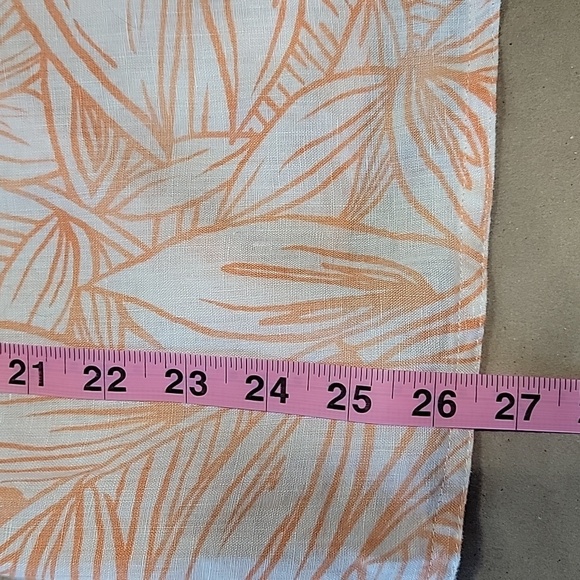 Rafaella Size M Salmon & Ivory Leaf Pattern 100% Linen Button Front Top - Picture 12 of 13
